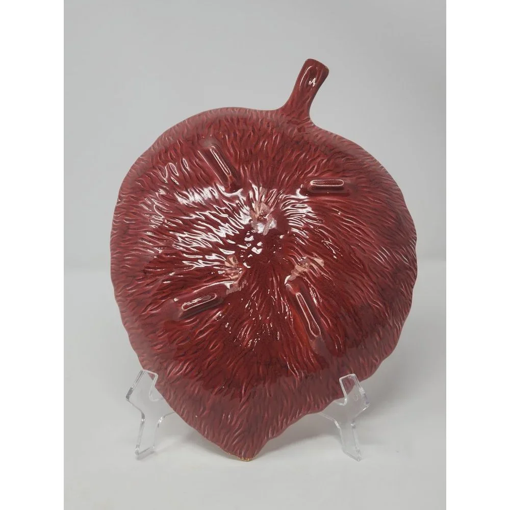 Ceramic‎ Dish Orange Leaf Shaped With Gold Trim Fall Colors - Picture 2 of 9